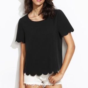 Topshop black scallop top
